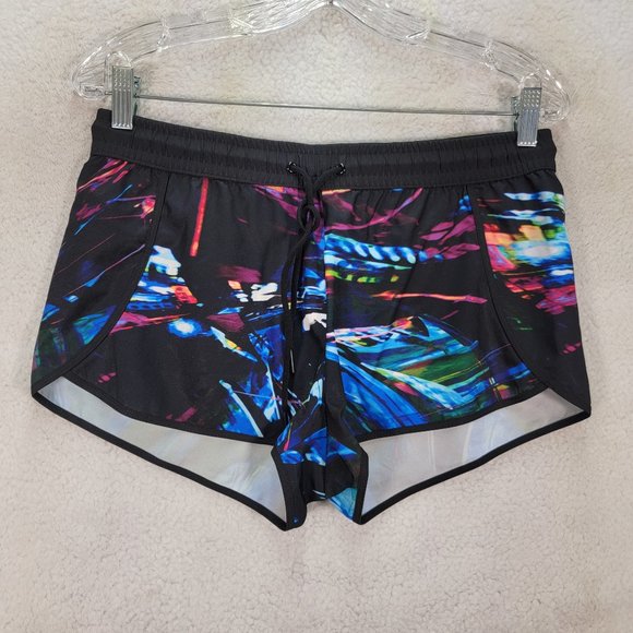 Fabletics Black Geometric Print Colorful Activewear Carrie Athletic Shorts - Picture 1 of 16